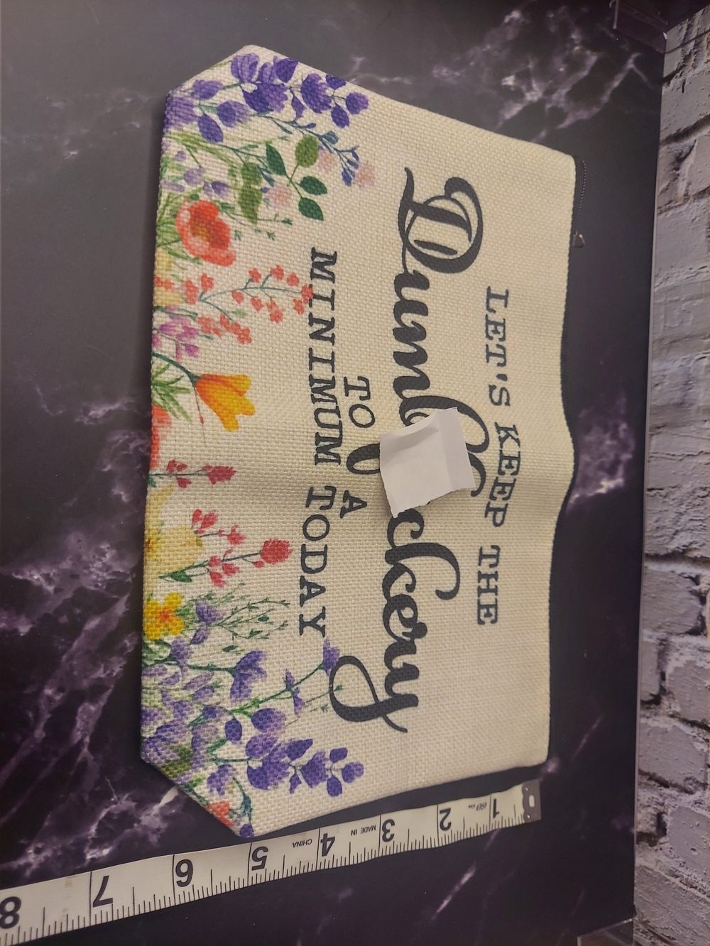 Floral Cosmetic Pouch - Cream with Multicolor Flowers